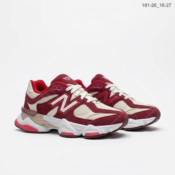 حذاء رياضي نسائي New Balance موديل 9060W أحمر برباط ونعل سميك مقسم