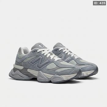 حذاء رياضي نسائي New Balance موديل 9060W أزرق ورمادي برباط ونعل سميك مقسم