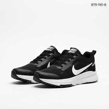 حذاء كاجوال رجالي Nike موديل AY-3 أسود وأبيض برباط وشعار جانبي كبير